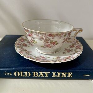 Haviland Limoges Trellis Floral Cup and Saucer